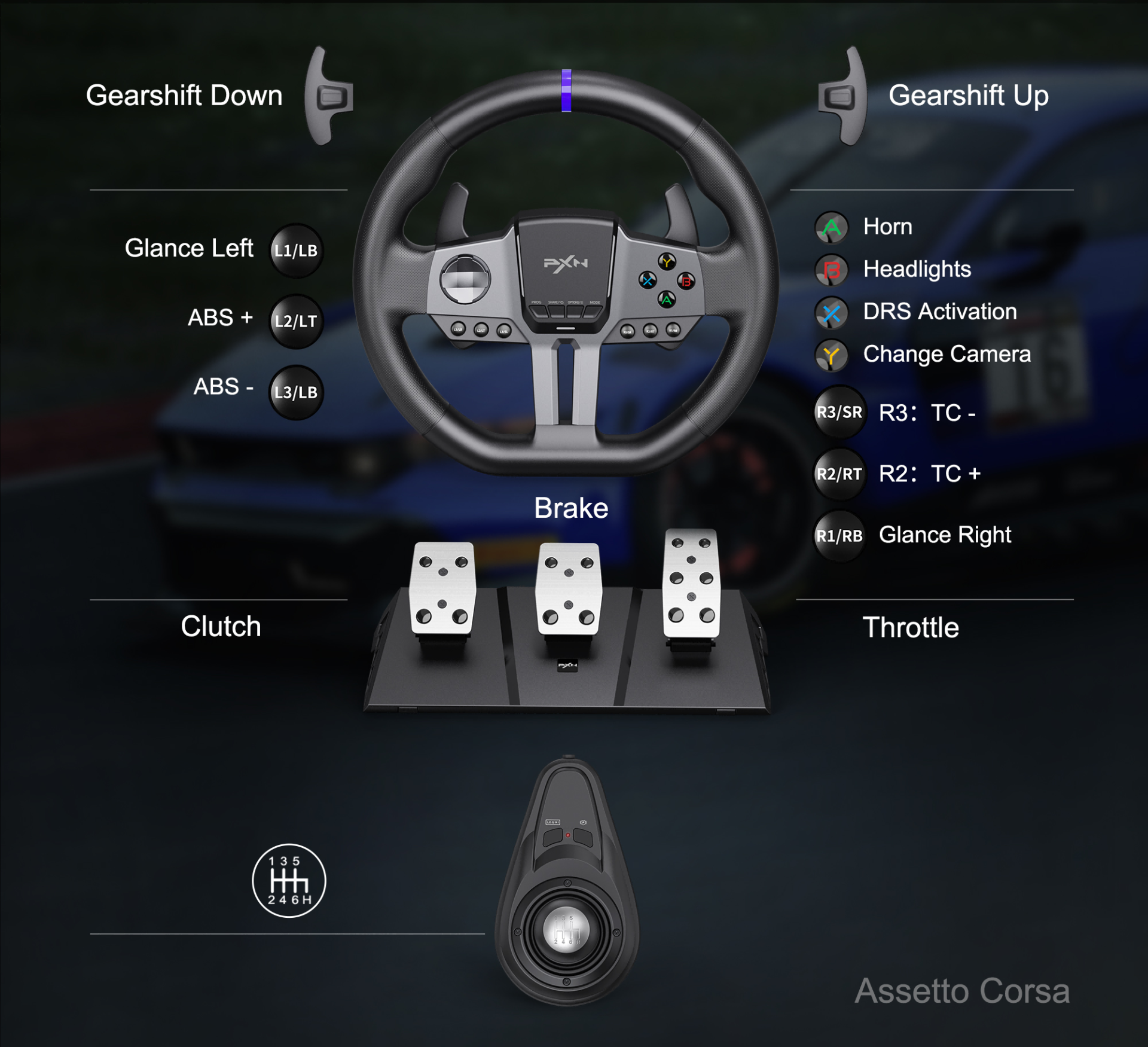 Button mapping for the steering wheel in the game