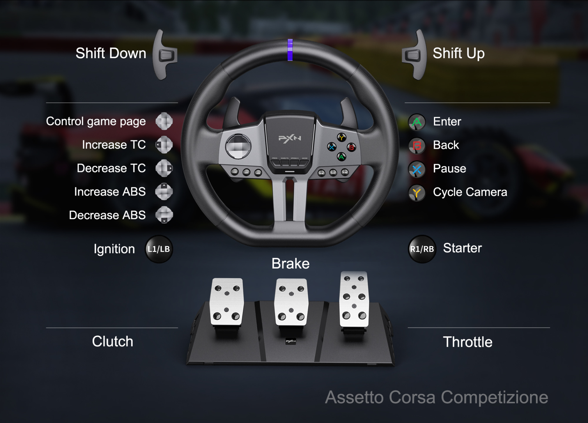 Button mapping for the steering wheel in the game