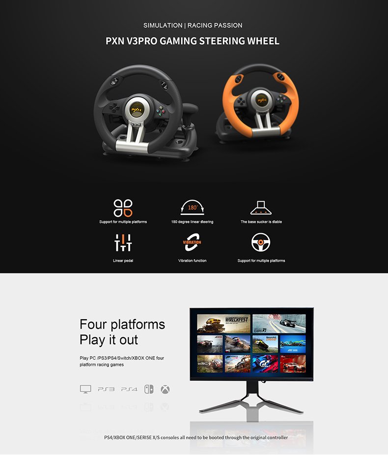 PXN-V3O | PXN Racing Wheel, Game Controller, Arcade Stick for Xbox 