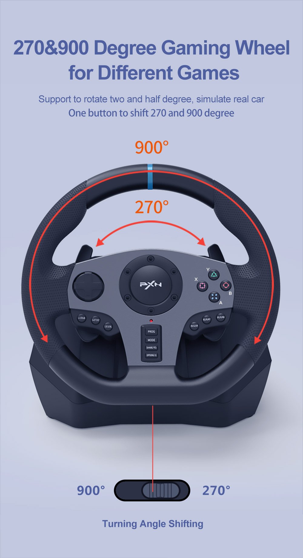 Volante da gioco PXN V9 Volante PC Gaming Racing Wheel per PC Windows  7/8/10/